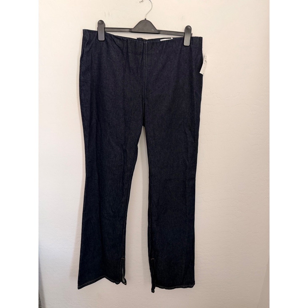Good American Super High Waist Denim Flare Pants Indigo Blue Sz XL NWT Boho Chic